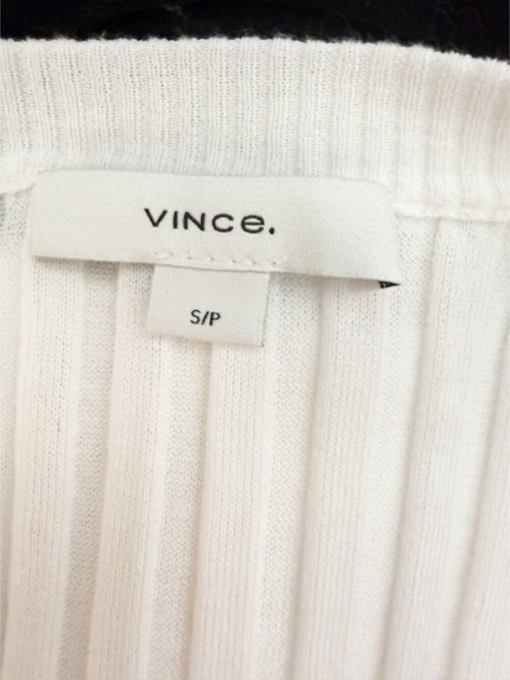 Vince Optic White Ribbed V-Neck Cardigan Coquette - Picture 7 of 8